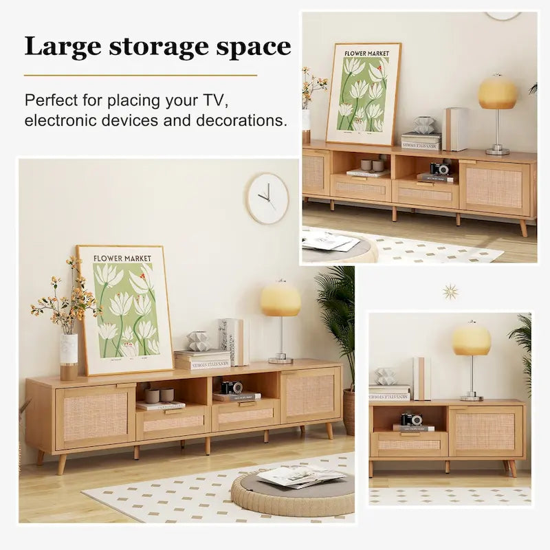 Modern Farmhouse Media Console with Solid Wood Legs