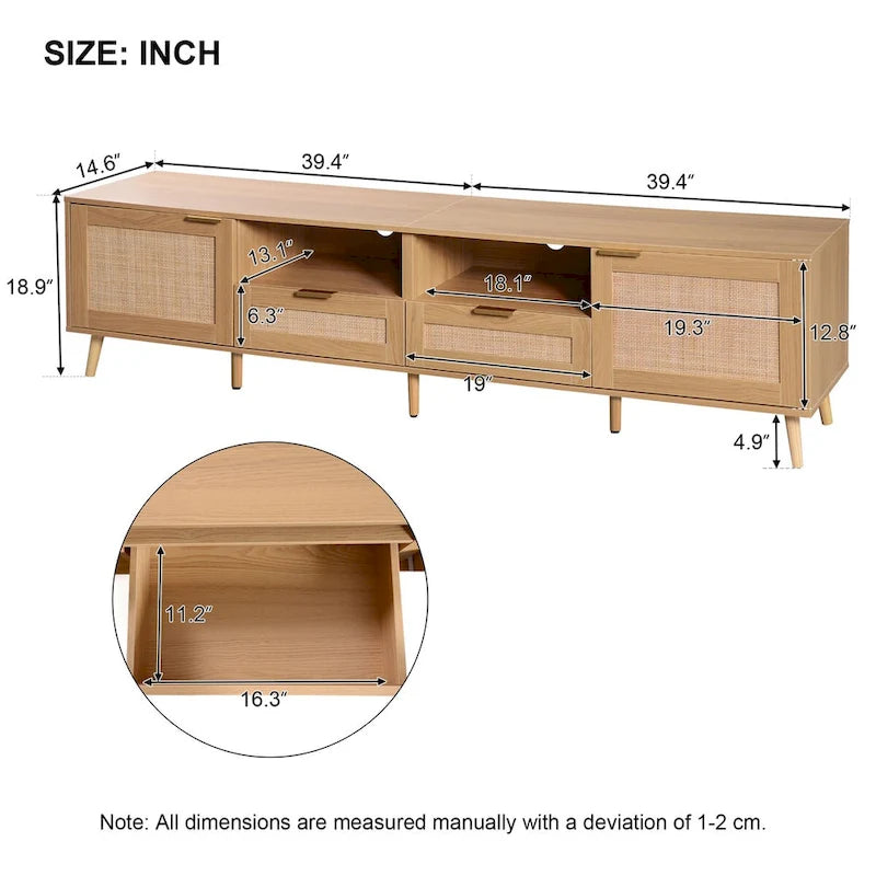 Modern Farmhouse Media Console with Solid Wood Legs