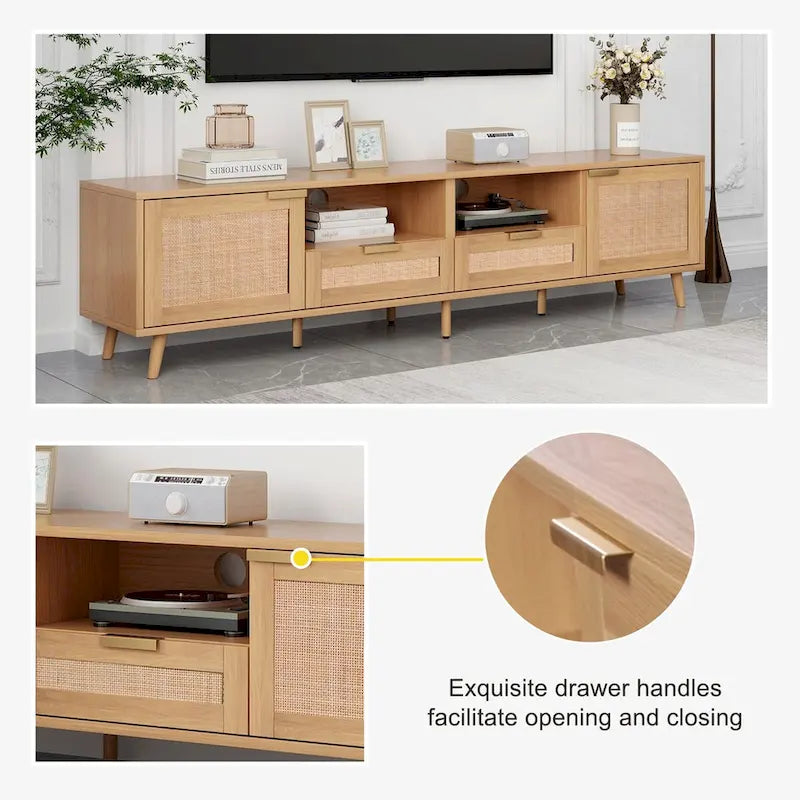 Modern Farmhouse Media Console with Solid Wood Legs