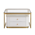 Modern Square Nesting Coffee Table with 2 Drawers (Set of 2)