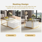 Modern Square Nesting Coffee Table with 2 Drawers (Set of 2)