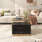 Modern Square Nesting Coffee Table with 2 Drawers (Set of 2)
