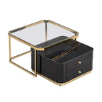 Modern Square Nesting Coffee Table with 2 Drawers (Set of 2)