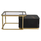 Modern Square Nesting Coffee Table with 2 Drawers (Set of 2)