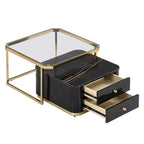 Modern Square Nesting Coffee Table with 2 Drawers (Set of 2)