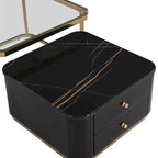 Modern Square Nesting Coffee Table with 2 Drawers (Set of 2)