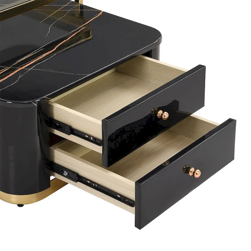 Modern Square Nesting Coffee Table with 2 Drawers (Set of 2)
