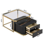 Modern Square Nesting Coffee Table with 2 Drawers (Set of 2)