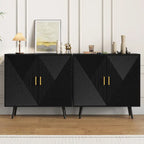 70.1 Wide Wood Sideboard Buffet Storage Cabinet with 4 Door and Adjustable Shelves