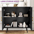 70.1 Wide Wood Sideboard Buffet Storage Cabinet with 4 Door and Adjustable Shelves
