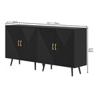 70.1 Wide Wood Sideboard Buffet Storage Cabinet with 4 Door and Adjustable Shelves