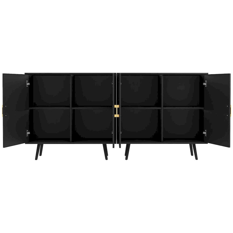 70.1 Wide Wood Sideboard Buffet Storage Cabinet with 4 Door and Adjustable Shelves