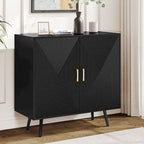 70.1 Wide Wood Sideboard Buffet Storage Cabinet with 4 Door and Adjustable Shelves