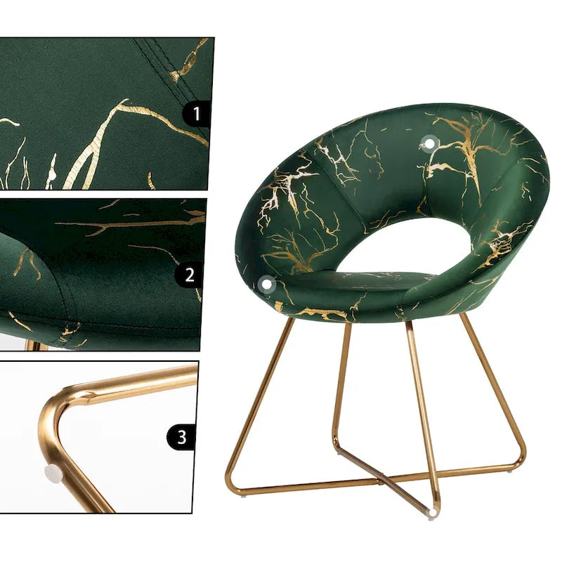 Modern Bronzing Velvet Upholstered Accent Chair Vanity Leisure Chair