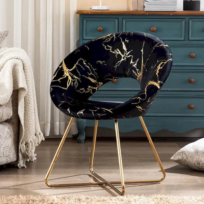 Modern Bronzing Velvet Upholstered Accent Chair Vanity Leisure Chair