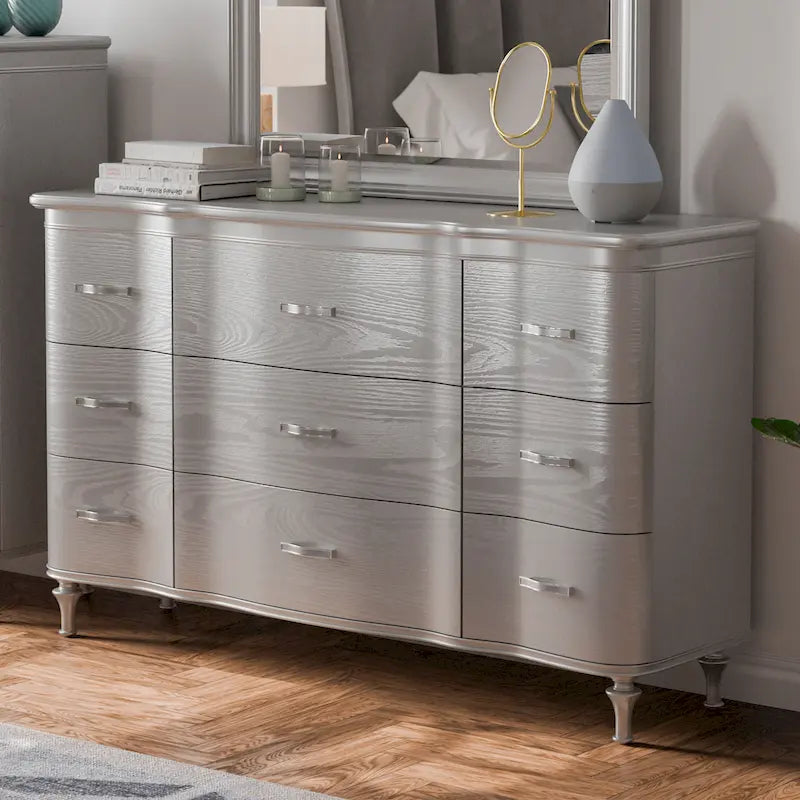 Seabliss Glam Solid Wood 9-Drawer Double Dresser